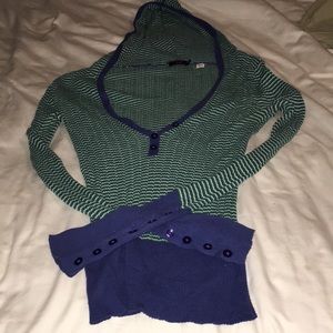 Lux slim fit low v-neck striped hoodie